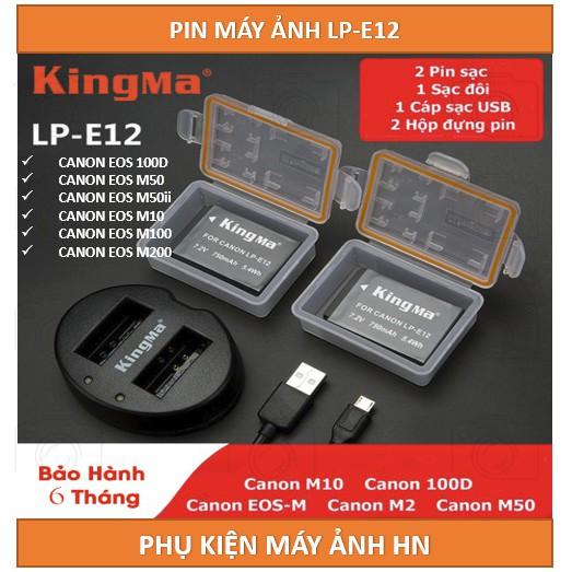 Bộ 2 Pin KingMa LP E12 750 mAh chính hãng + dock sạc, dây sạc dành cho máy ảnh Canon - HÀNG CHÍNH HÃNG