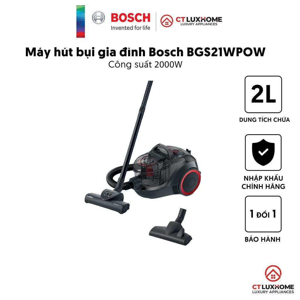 Máy hút bụi có dây Bosch BGS21WPOW 2000W, 2L - Hàng chính hãng