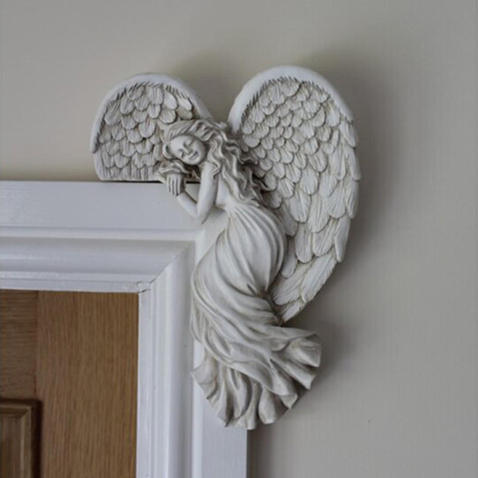 Angel Wings Wall Decoration, Antique Hanging Resin Angel Wings, Wall Art Décor Sculpture for Home Bedroom Living Room Garden Fairy