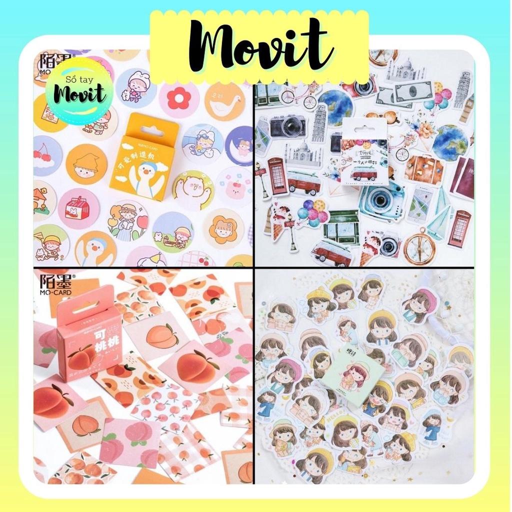 Bộ 45 sticker hoạt hình dễ thương trang trí sổ tay