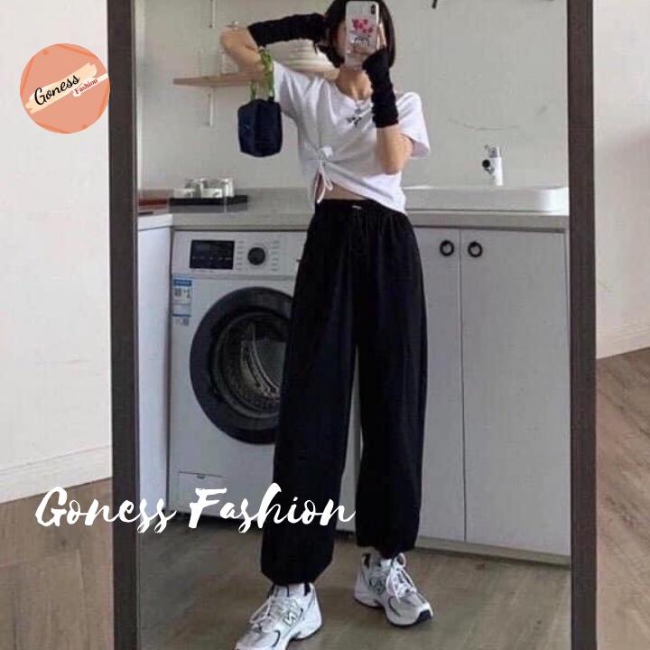 Quần jogger nữ Goness ống rộng dáng dài jongger bo gấu chất nỉ phong cách trẻ trung JG11