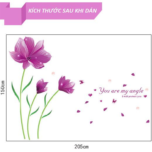 Decal dán tường Hoa cánh bướm AmyShop (150 x 200 cm)