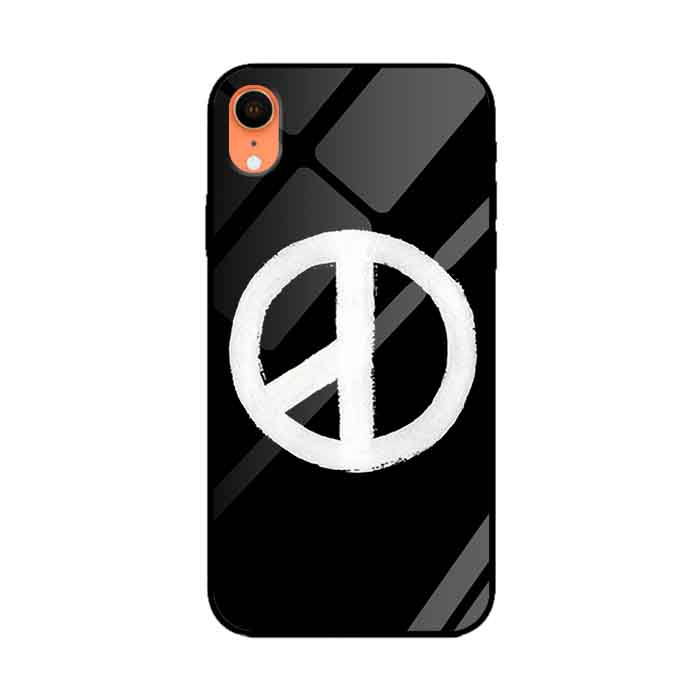 Ốp lưng kính cường lực cho iPhone Xr Nền Peace Y Nền Đen - Hàng Chính Hãng