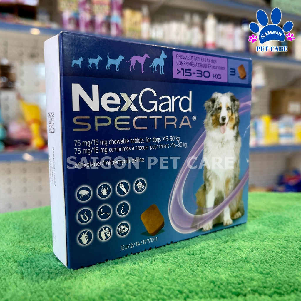Nexgard Spectra phòng ngừa và trị ve rận, bọ chét, giun sán cho chó (1 viên)