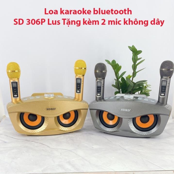 Loa karaoke Bluetooth SDRD 306, Loa bluetooth không dây - Tặng kèm 2 micro hát karaoke, âm thanh tuyệt đỉnh, chất lượng