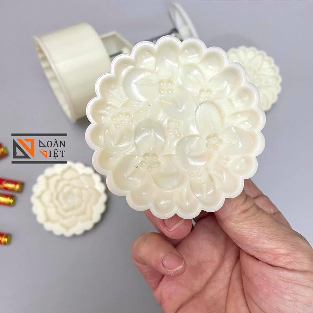 Khuôn Trung Thu 5 mặt VÂN HOA Hồng, Sen, Đào, Hướng Dương, Cá Chép. Dụng cụ làm bánh tạo hình 3D Sắc Nét- 150gr ->180gr