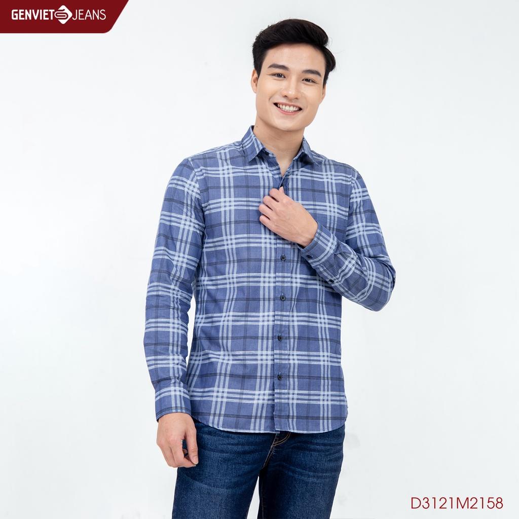 Áo Sơ Mi Jeans Kẻ Nam Dài Tay D3121M2158 GENVIET