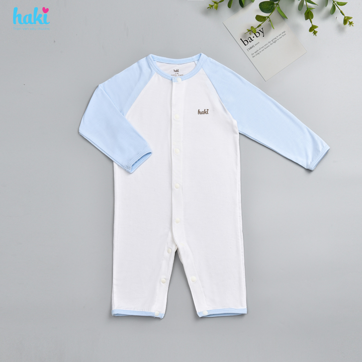 Bộ body sơ sinh cài giữa, tay raglan phối màu vải sợi tre cao cấp siêu mềm mịn BB037- bodysuit cho trẻ sơ sinh - bé trai - bé gái , Bộ áo liền quần bodysuit cho bé Haki 