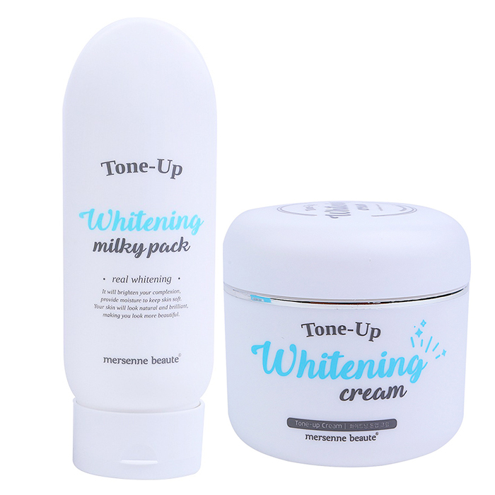 Combo Dưỡng Trắng Da Mặt và Toàn Thân Mersenne Beaute (Tone Up Whitening Cream 50ml + Tone Up Whitening Milky Pack 200ml)