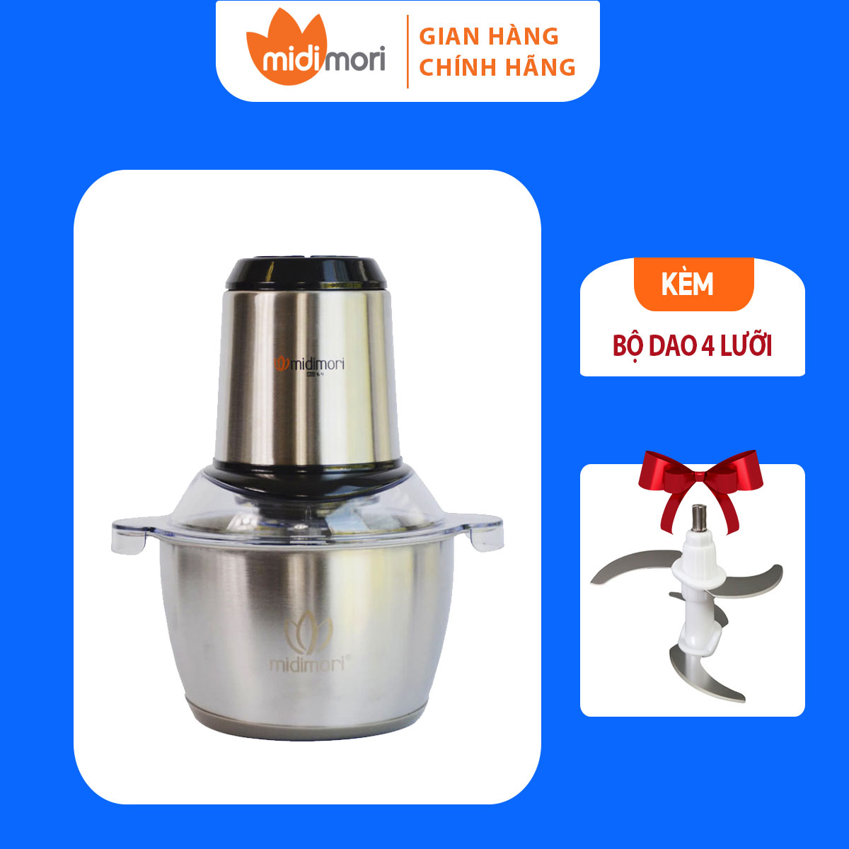 Máy Xay Thịt đa năng Midimori Chopper - Hàng Chính Hãng - Tặng Kèm 1 Bộ Lưỡi Dao Dự Phòng