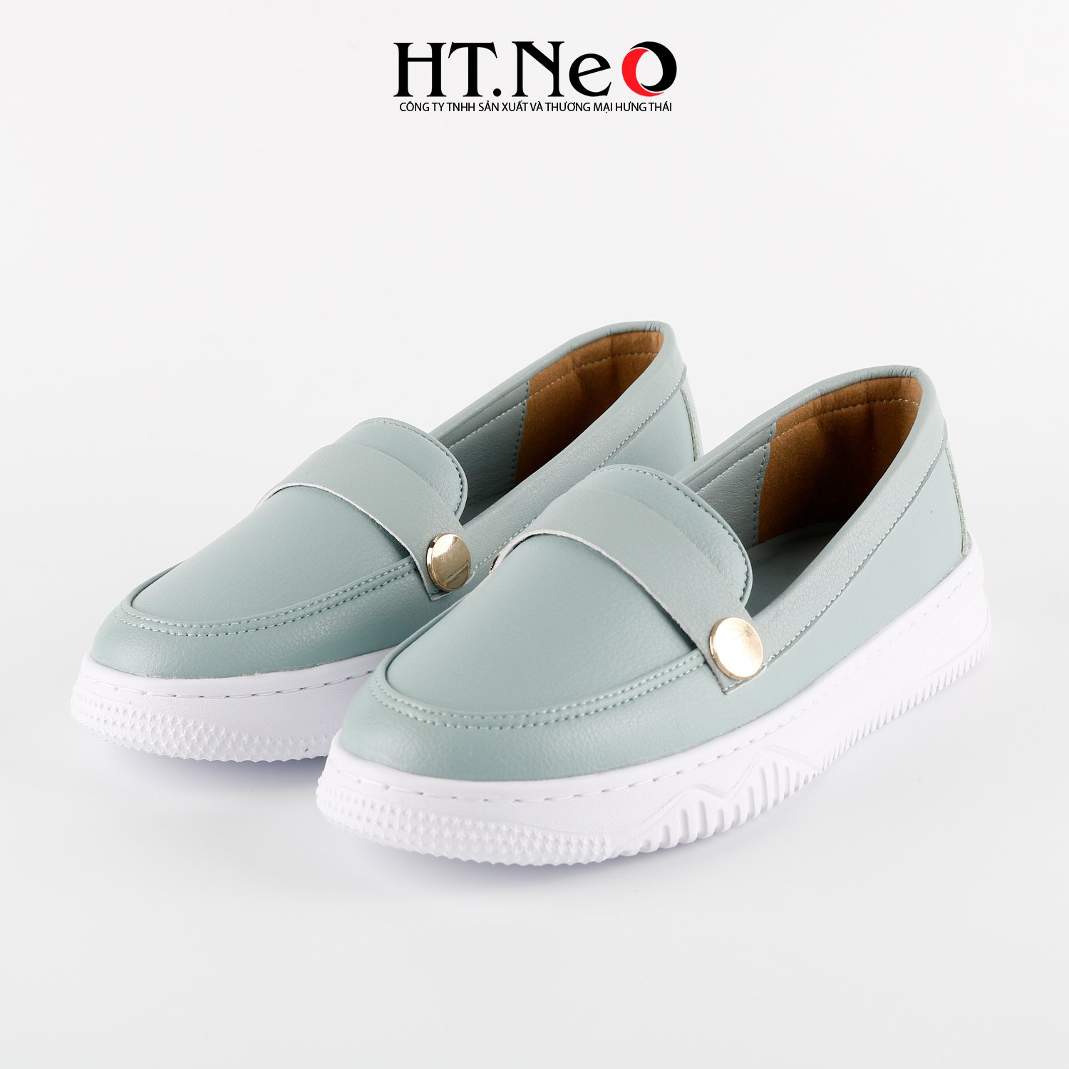 Giày mọi nữ, giày bệt nữ HT.NEO thiết kế đơn giản, trẻ trung với dáng thể thao, quai da nút khuy độc đáo, da cao cấp, đế cao su NU103