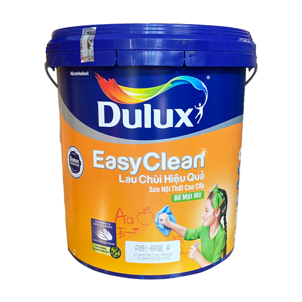 Sơn Nội Thất Dulux Easyclean Lau Chùi Hiệu Quả A991 Mờ Giúp Bề Mặt Đẹp Láng Mịn Dễ Lau Chùi Vượt Trội (MÀU TRẮNG)