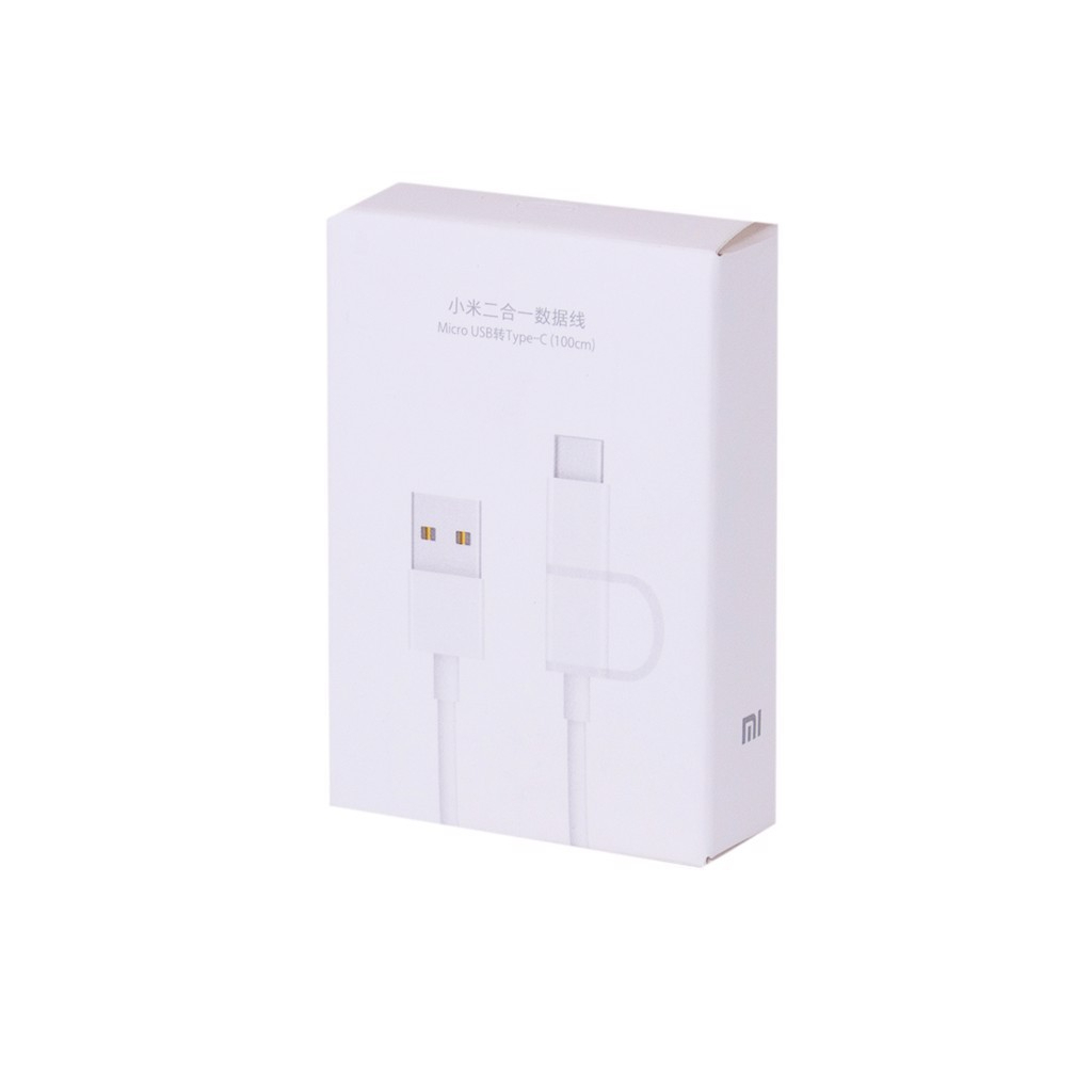 Cáp XIAOMI mi 2 - in - 1 usb cable micro usb to type c (White) - Hàng Chính hãng