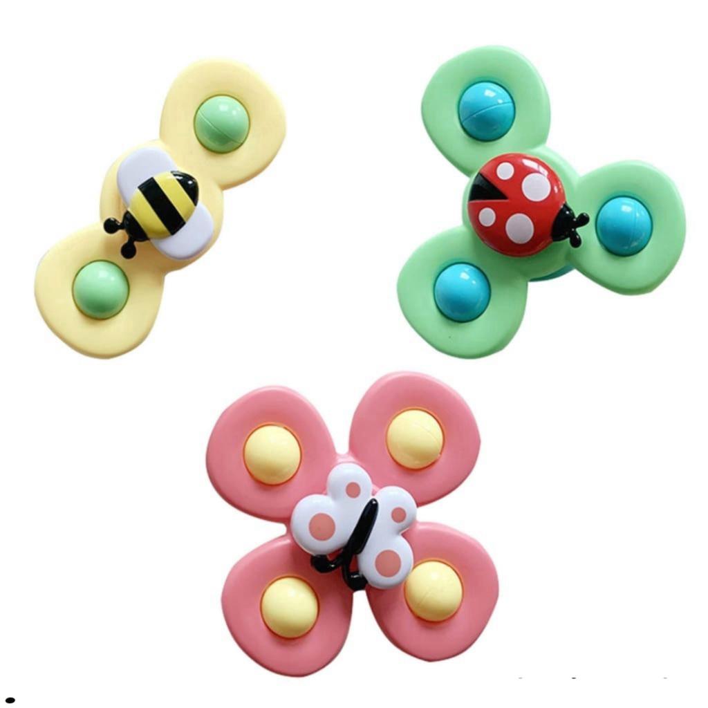 Sét 3 Con quay đồ chơi Fidget Spinner thiết kế hình động vật hoạt hình có giác hút đọc đáo dành cho các bé