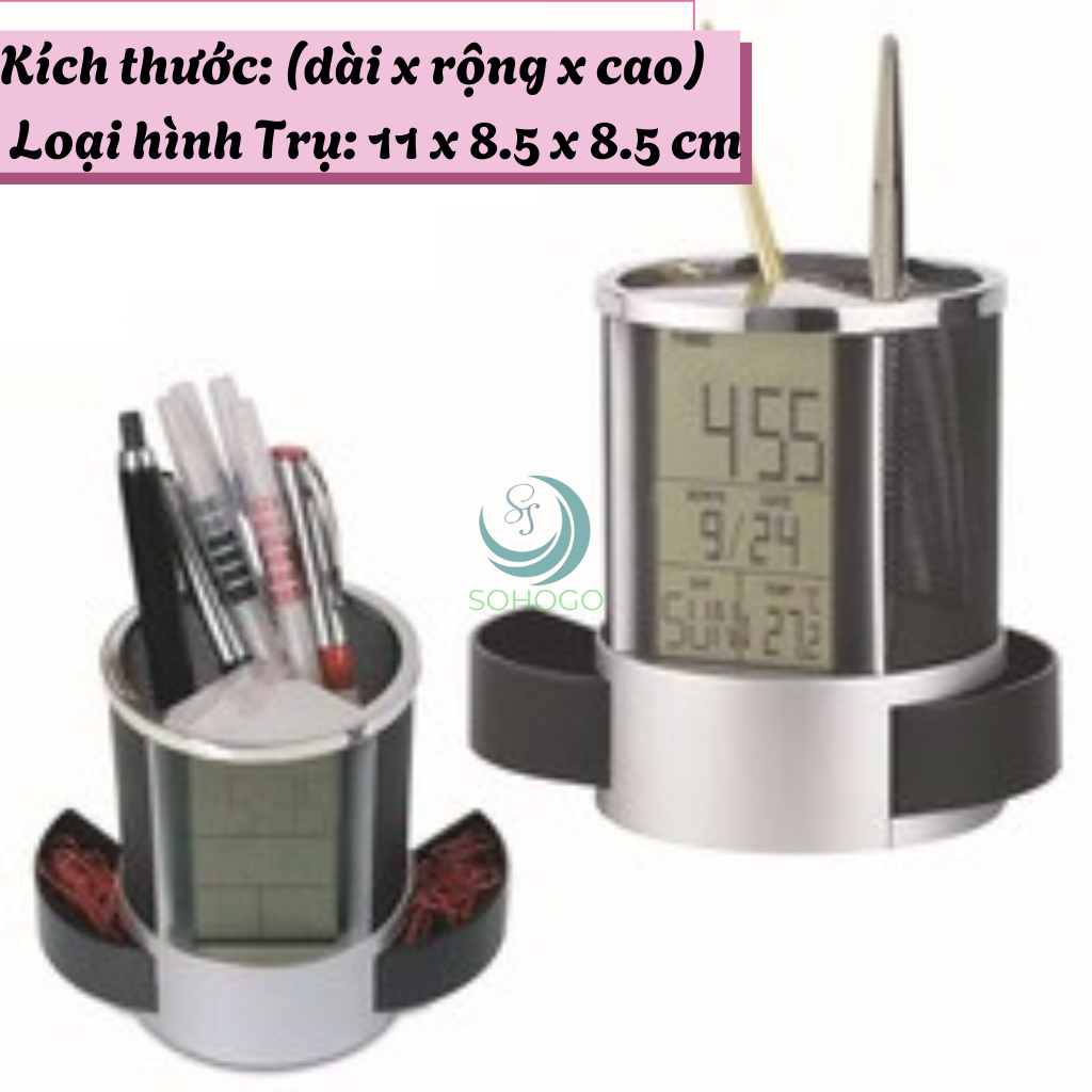 HỘP CẮM BÚT ĐA NĂNG KÈM ĐỒNG HỒ ĐIỆN TỬ HỘP BÚT ĐA NĂNG 3 TRONG 1 – ĐỒNG HỒ, LỊCH &amp; NGĂN ĐỰNG TIỆN LỢI