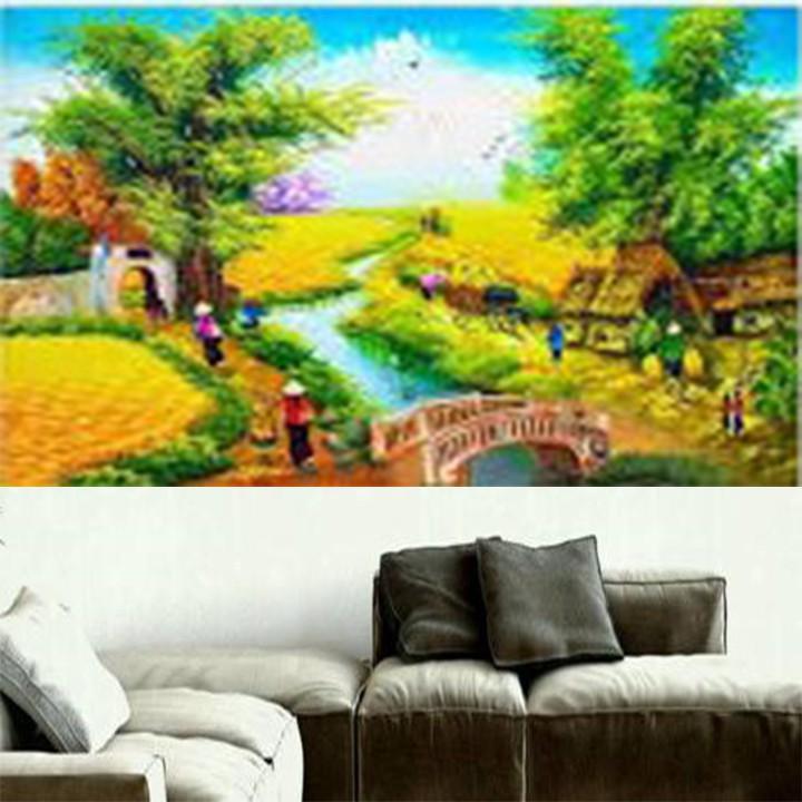 Tranh thêu quê hương mùa lúa chín LV3196 - kích thước: 90 * 63cm.