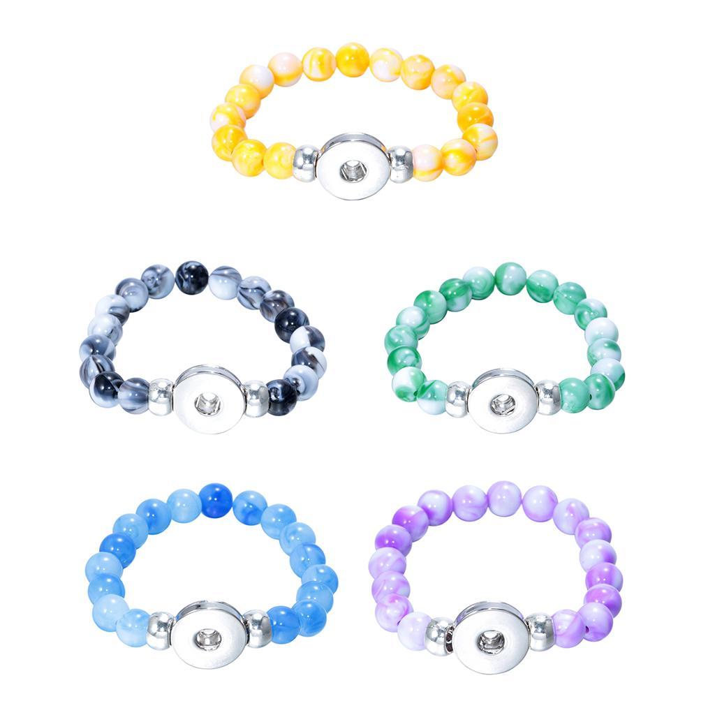 23cm New Design Resin Beads Crafts Snap Button Bracelets Fashion Bangles New Year Gifts