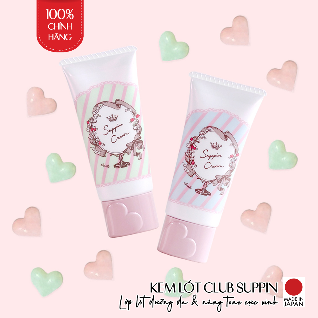 Kem Lót Trang Điểm Nhật Bản Dưỡng Ẩm Sử Dụng Qua Đêm 24h Club Suppin Cream Hương Hoa Trắng Cực Mịn, Kiềm Dầu