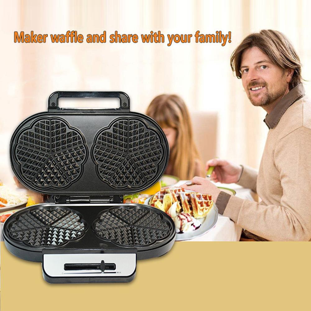 1200W No-Drip Waffle Iron Maker Temperature Control Sandwich Machine Easy Clean Non-Stick