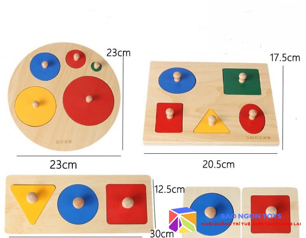 BẢNG NÚM GỖ GIÁO CỤ MONTESSORI CƠ BẢN GIÚP BÉ PHÁT TRIỂN VẬN ĐỘNG TINH VÀ NHẬN BIẾT HÌNH DẠNG