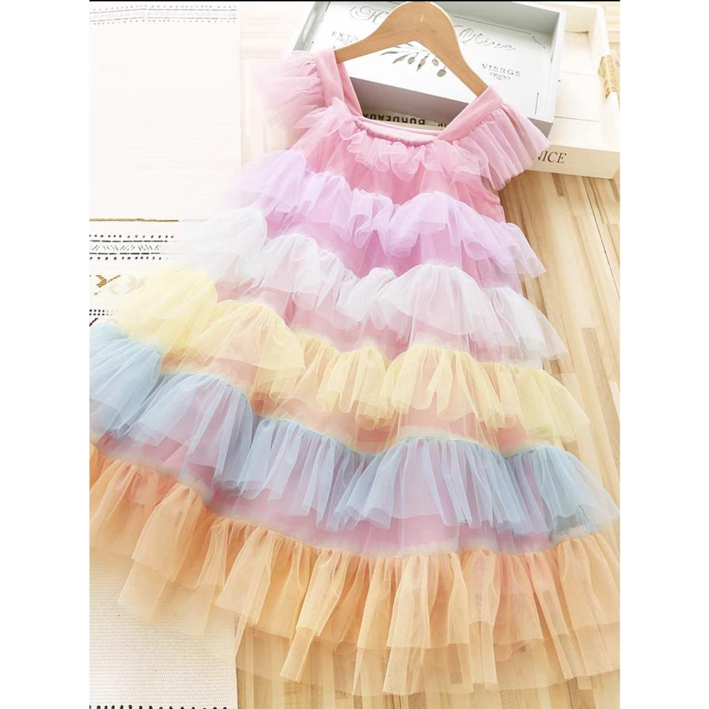 Đầm công chúa hanbok cổ trang thêu cho bé gái diện tết trung thu đẹp size 15-35kg hàng Quảng Châu