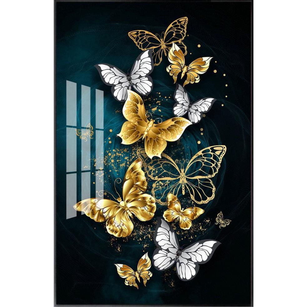 Tranh nghệ thuật trang trí phòng khách phòng ngủ Đàn bướm xinh bóng kiếng hoặc BK_0004