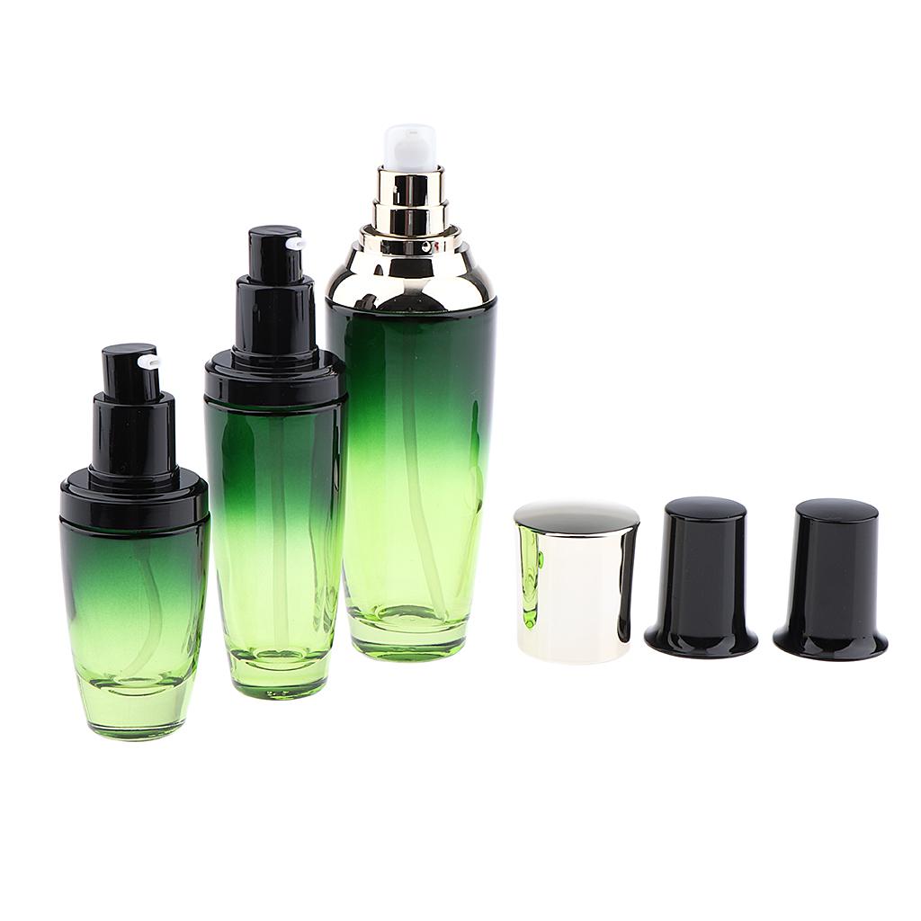 Empty Portable Glass Cosmetic Cream Lotion Pump Bottle Container Cosmetic Make up Dispenser With Pump Head,Pack 2