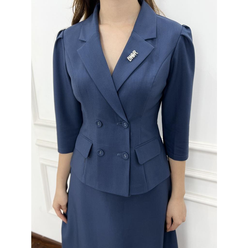Bộ đồ vest nữ công sở ( áo vest + chân váy ) chất liệu Kaki hàn cao cấp S67 Emvy Fashion