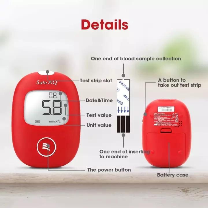 Máy Đo Đường Huyết Sinocare Safe AQ Smart Cho Kết Quả Nhanh, Độ Chích Xác Cao Kèm 25 Que & 25 Kim Chích