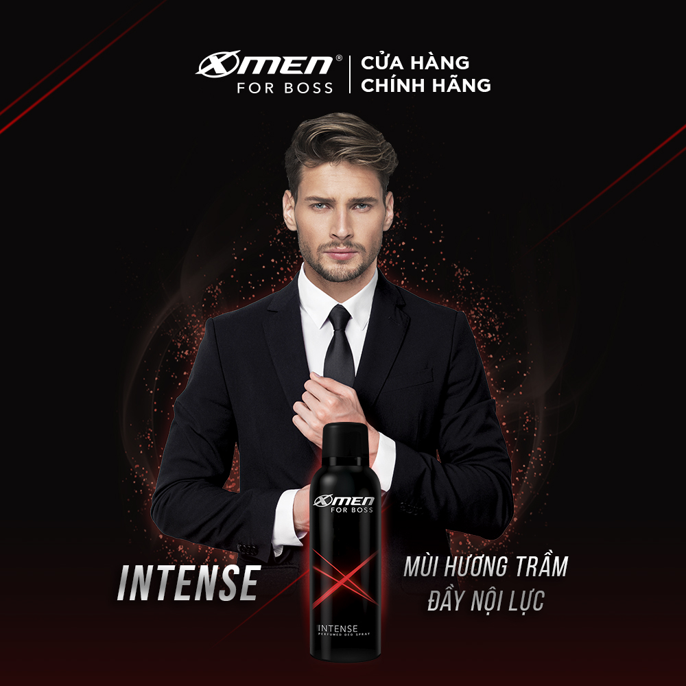 Combo 2 Xịt Khử Mùi XMen For Boss Intense -Mùi Hương Trầm Đầy Nội Lực 150ml