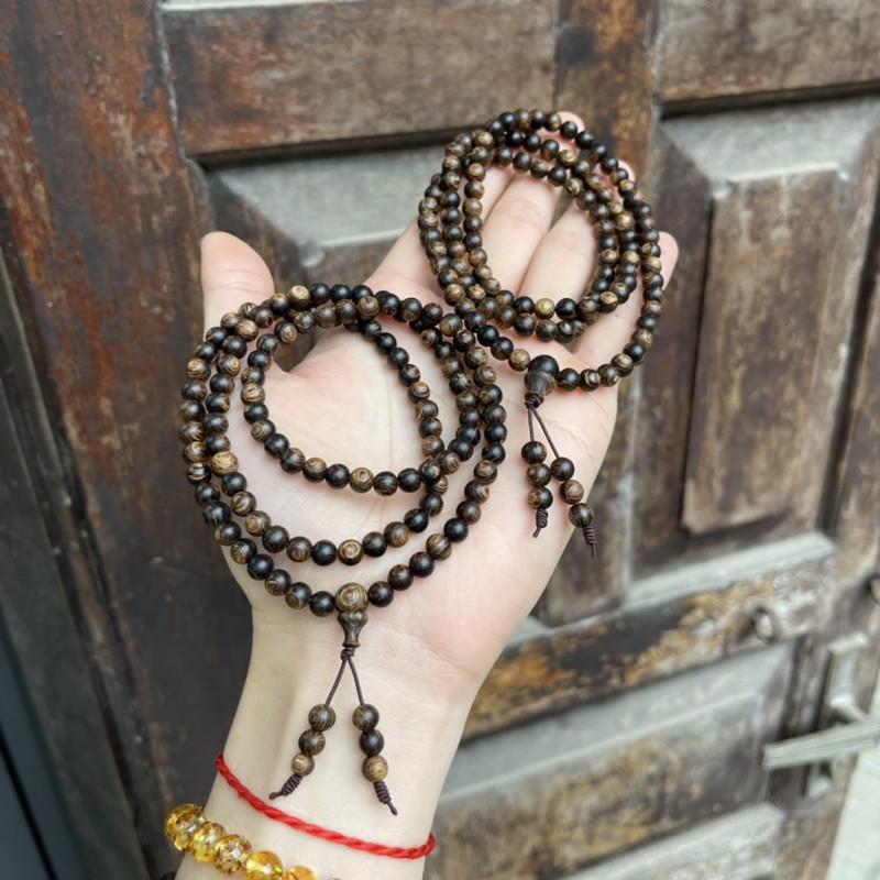 Vòng Tay Trầm Hương Sánh Chìm 108 hạt - đeo tay quấn 3-4 vòng - hạt 6ly
