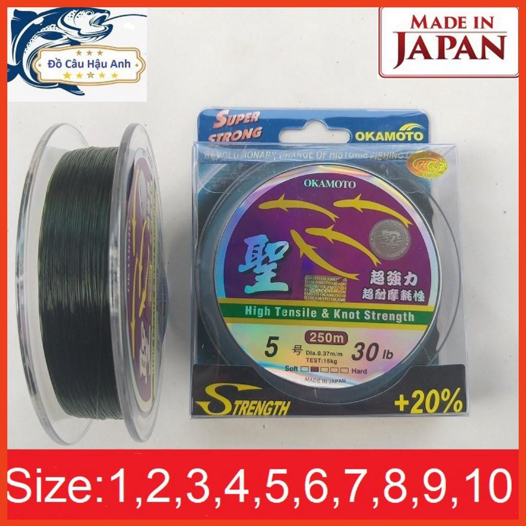 Cước câu cá Nhật Bản OKAMOTO 250m đủ size siêu bền, siêu rẻ ( giá siêu khuyến mại