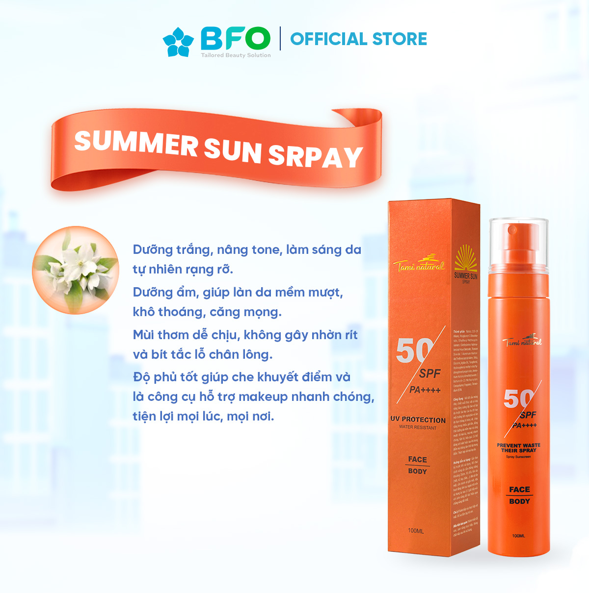 Xịt Chống Nắng Bảo Vệ Da Tối Ưu Summer SUN Spray SPF 50 PA++++ 100ml