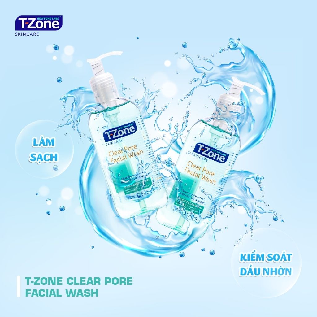 Gel Rửa Mặt Làm Sạch Sâu T-Zone Tinh Chất Tràm Trà An Toàn Cho Da Clear Pore Facial Wash 200ml