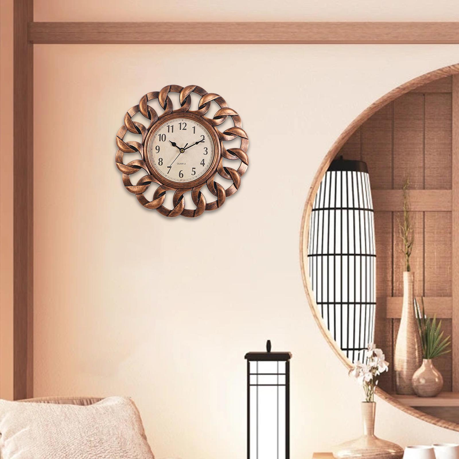 Retro Wall Clock, Round Non Ticking Hanging Clocks for Bedroom Coffee shop decorationation