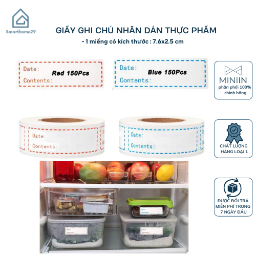 Cuộn Giấy Ghi Chú Tên Thực Phẩm Nhà Bếp, Dán Tên Lọ Gia Vị, Tên Túi Hộp Đựng Đồ Ăn Cuộn 125 Nhãn - HÀNG CHÍNH HÃNG MINIIN