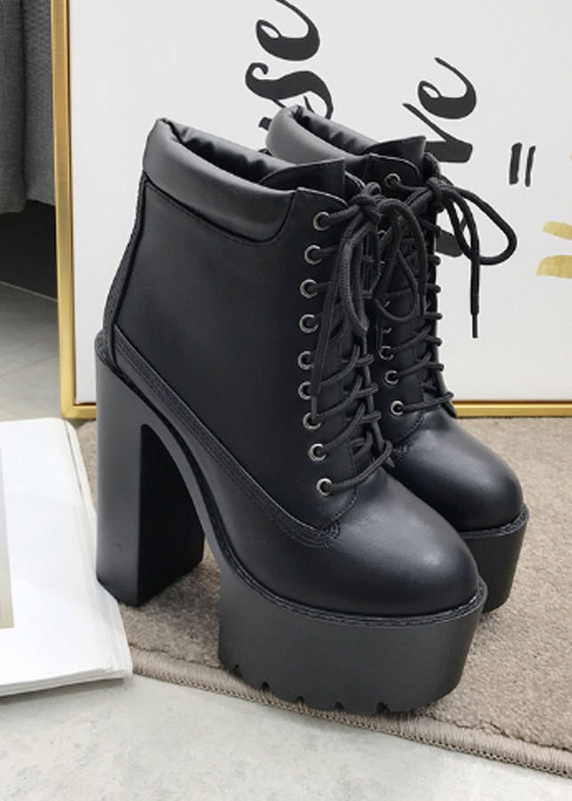 Giày Boot nữ đế vuông tôn dáng 15cm GBN19201 - màu đen
