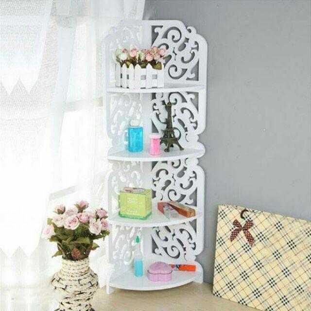 Kệ góc gỗ hoa văn 4 tầng