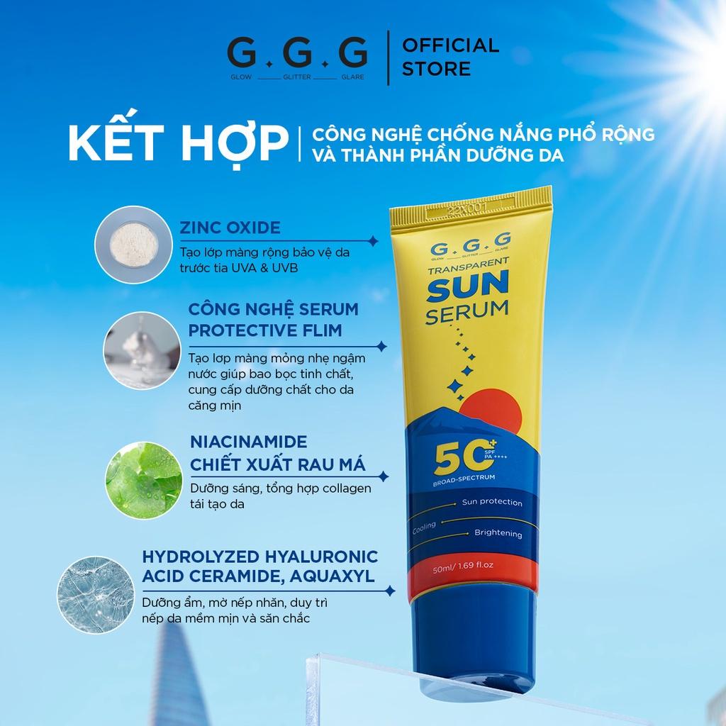 Kem Chống Nắng Phổ Rộng GGG Dạng Serum Chống UVA &amp; UVB Dưỡng Sáng Transparent Sun SPF50+/PA++++ 50ml