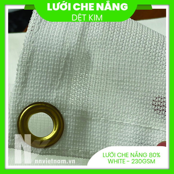 phẩm Lưới che nắng  HÀNG CAO CẤP  may viền khuy sẵn dùng che mát sân vườn, ban công - Màu trắng, kích thước 2mx5m