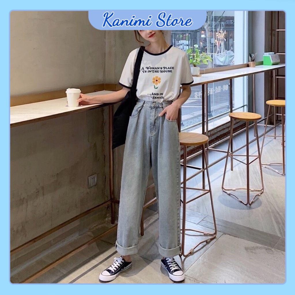 Quần jeans ống rộng gài eo Ulzzang Unisex Kanimi - QJ01