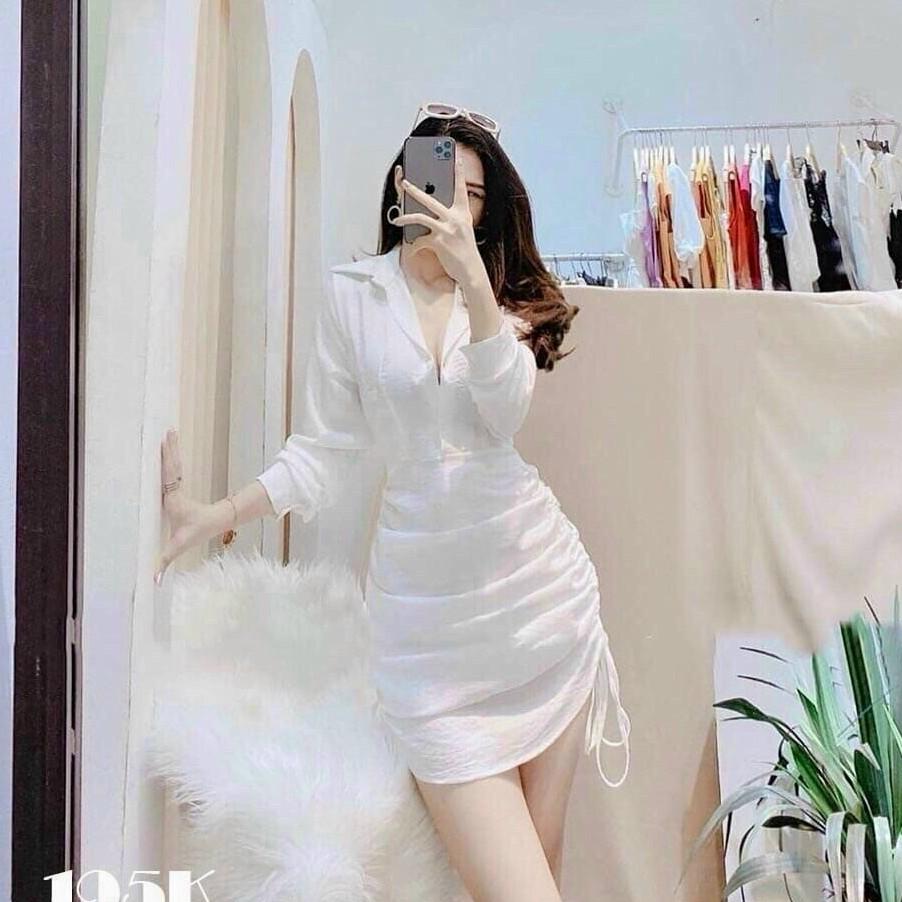 ĐẦM BODY CỔ BẺ TAY DÀI HOT QC