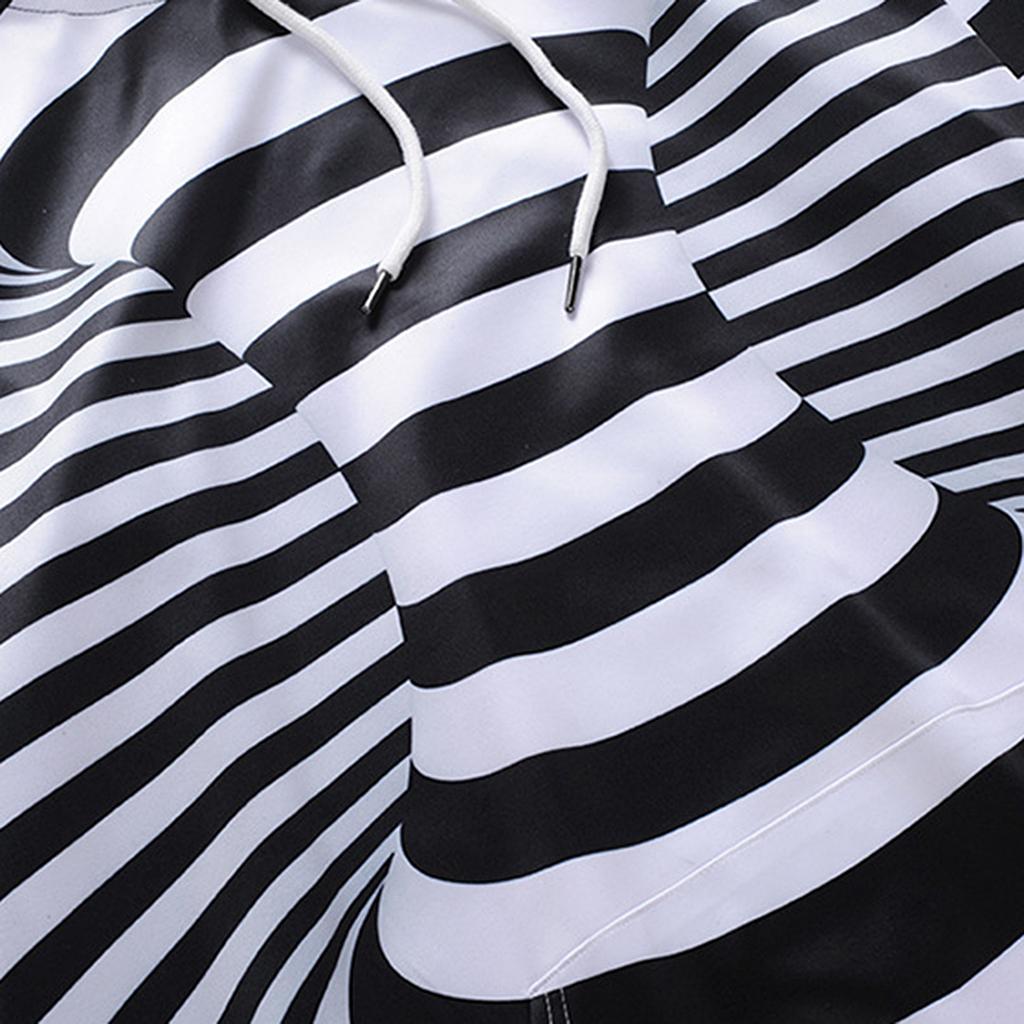 Novelty Men Women 3D Zebra Cross Stripe Hoodie Sweater Sweatshirt Jacket Coat Pocket Pullover Tops