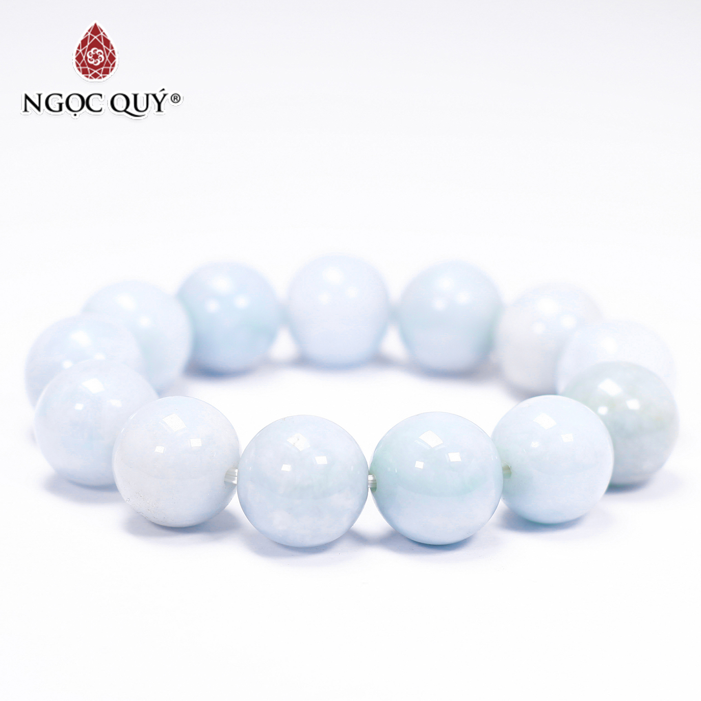 Vòng tay trơn đá cẩm thạch A size hạt 18mm mệnh mộc hỏa - Ngọc Qúy Gemstones