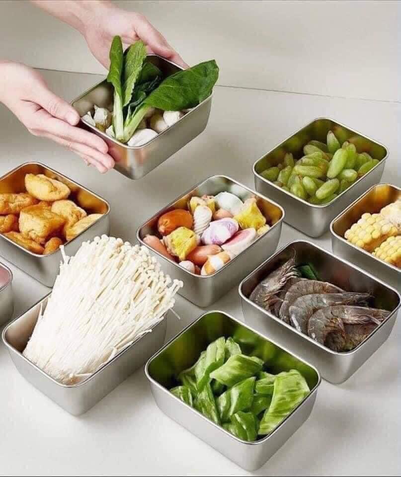 Set 5 hộp inox kèm nắp nhựa