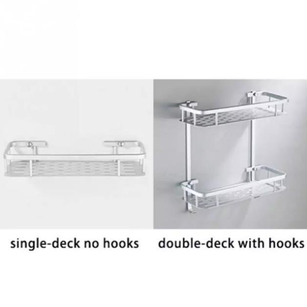 Kệ nhôm chữ nhật 2 tầng khoan hoặc dán keo