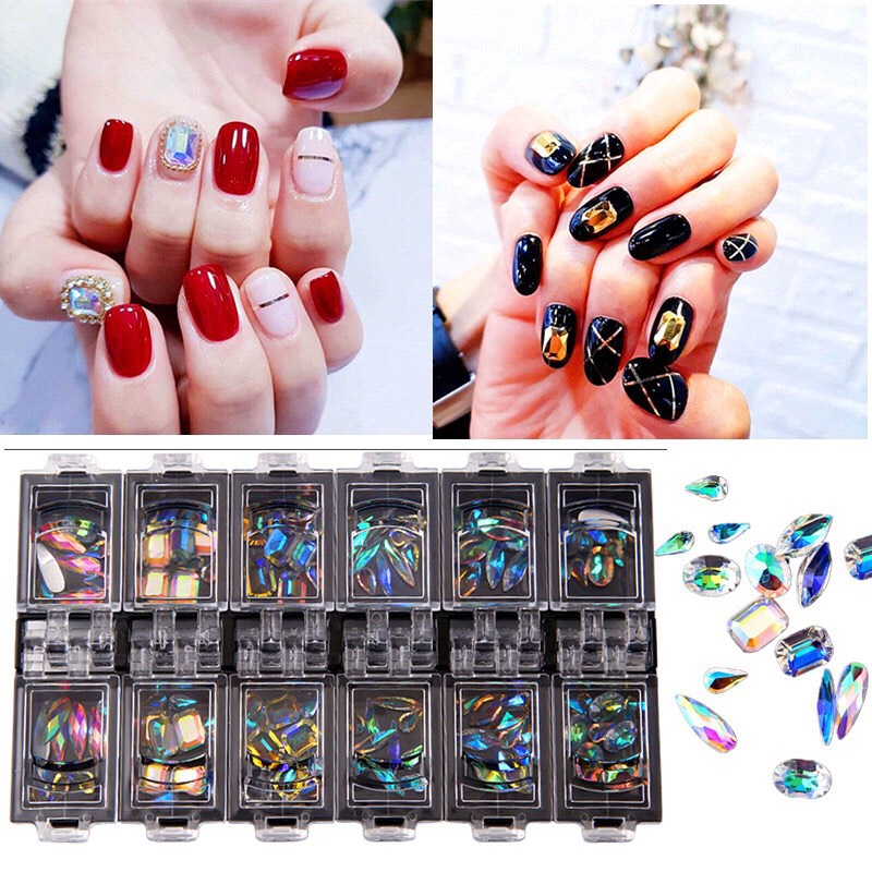 Đá đính móng nail set 12 mẫu