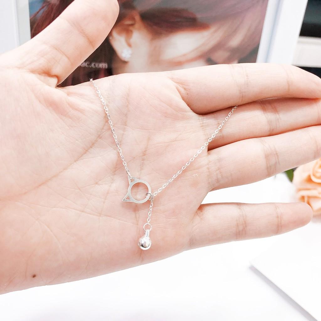 Lắc Tay Bạc S99 CaoBac Silver Mặt Mèo Dây Xích Xinh Xắn Cho Nữ