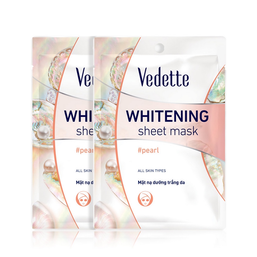 Combo 6 Mặt Nạ Trắng Hồng Tự Nhiên Vedette Whitening Sheet Mask Set (Pearl) 22mlx6