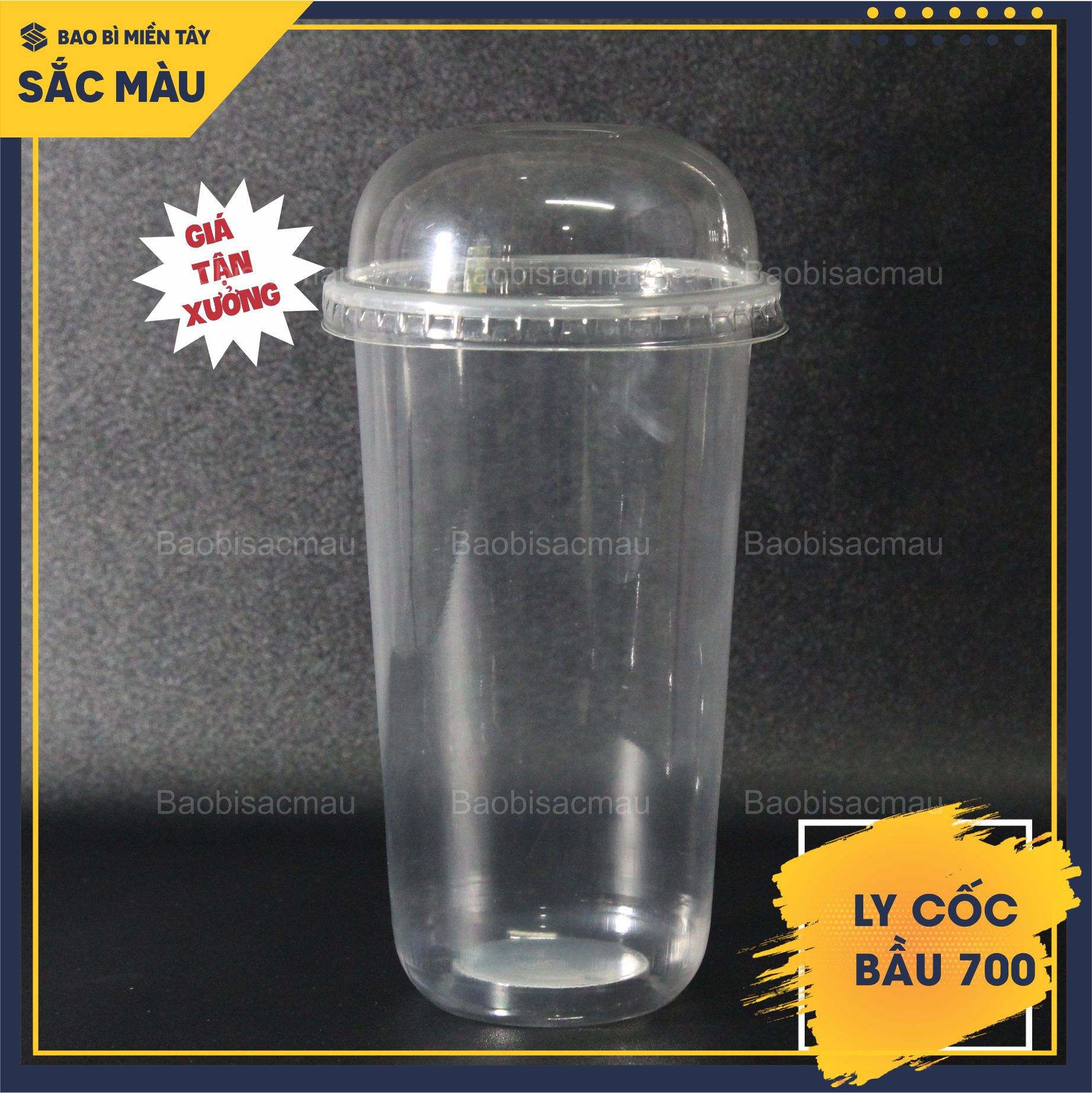 Sỉ 50 cốc nhựa/ ly nhựa đáy bầu 700ml kèm nắp